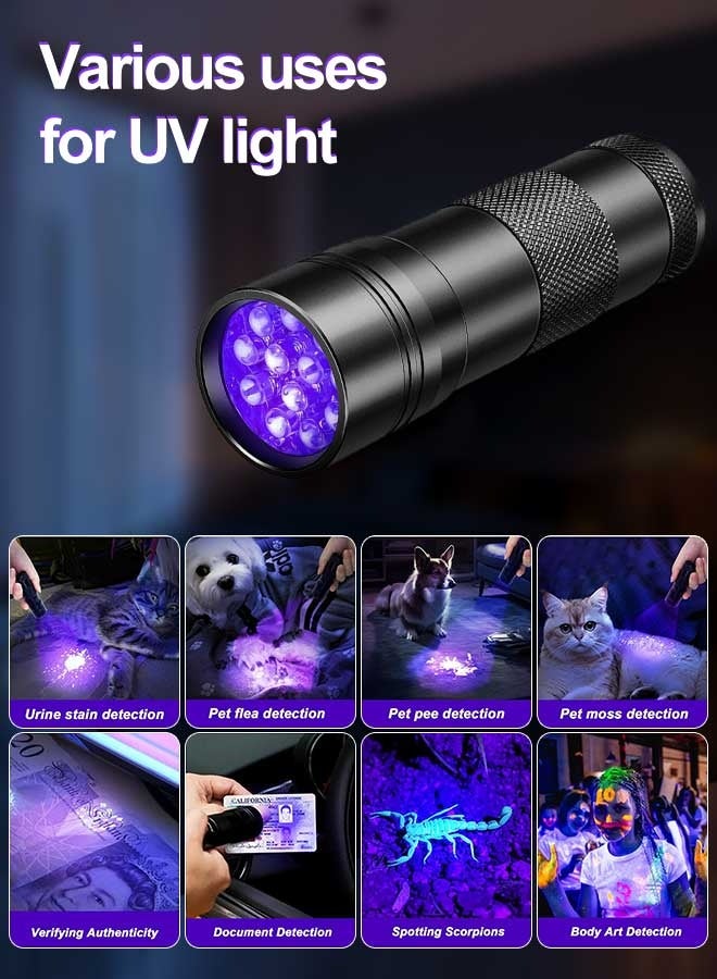 Tersely U‌V Torch,12 LED 395nm UV Blacklight Flashlight,Pet Urine Detector for Dog/Cat, Dry Stains, Bed Bug, Invisible Ink, AAA Batteries Included‌ - Image 5